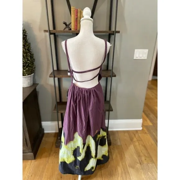 Jonathan Simkhai Collene Poplin Open Back Strappy Midi Dress Purple Size Medium