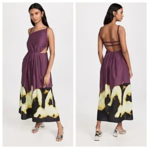 Jonathan Simkhai Collene Poplin Open Back Strappy Midi Dress Purple Size Medium
