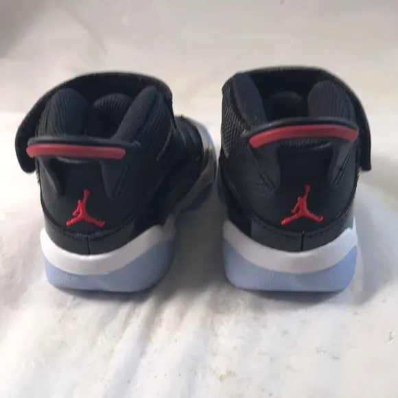 Jordan 6 Rings TD Toddler Basketball Shoes Black Patient With Red Accents