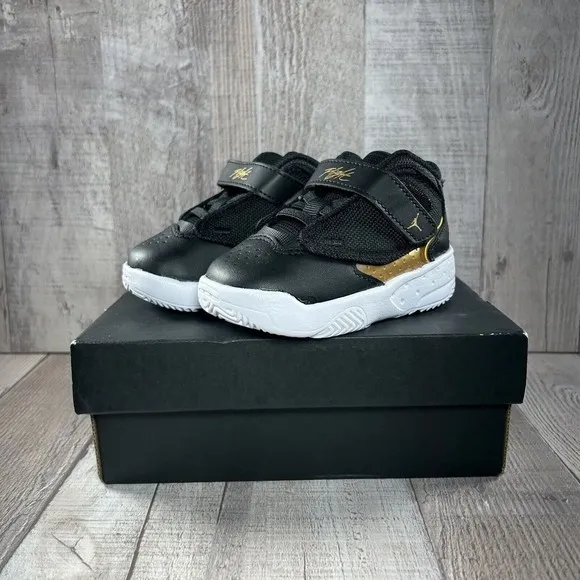 Jordan Max Aura 4 (TD) Baby's Shoes Black Metallic Gold-White Size 5C DQ8402-071