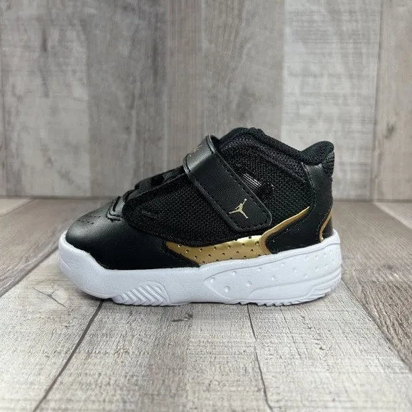 Jordan Max Aura 4 (TD) Baby's Shoes Black Metallic Gold-White Size 5C DQ8402-071