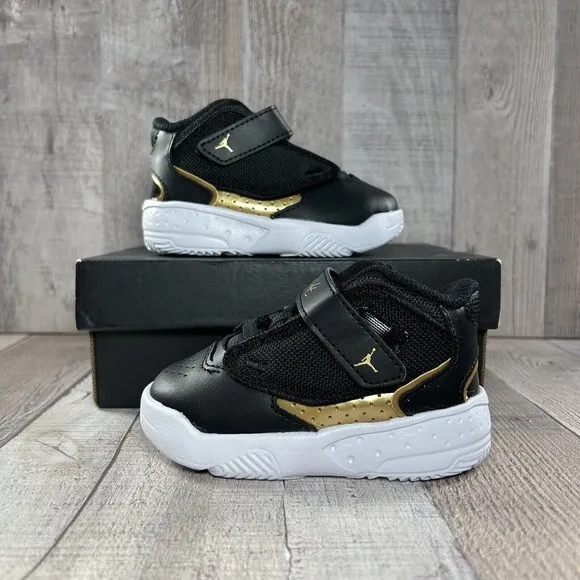 Jordan Max Aura 4 (TD) Baby's Shoes Black Metallic Gold-White Size 5C DQ8402-071