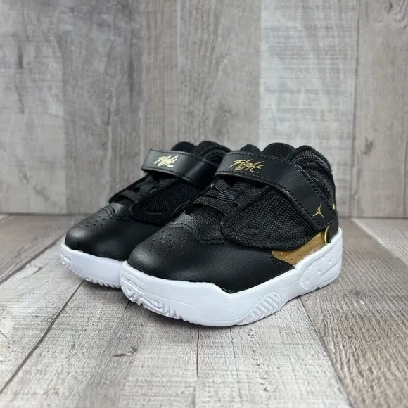 Jordan Max Aura 4 (TD) Baby's Shoes Black Metallic Gold-White Size 5C DQ8402-071