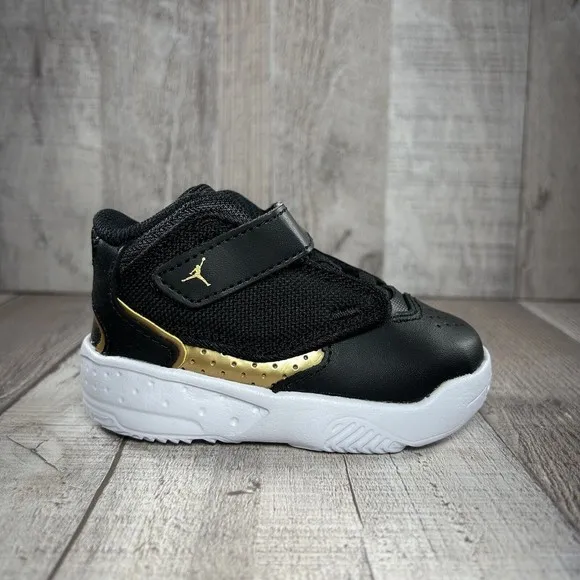 Jordan Max Aura 4 (TD) Baby's Shoes Black Metallic Gold-White Size 5C DQ8402-071