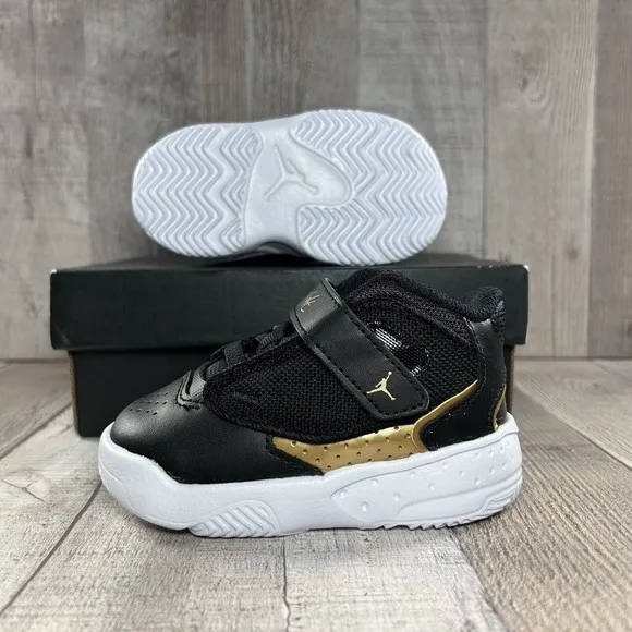 Jordan Max Aura 4 (TD) Baby's Shoes Black Metallic Gold-White Size 5C DQ8402-071