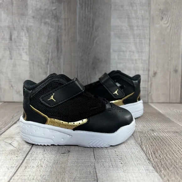 Jordan Max Aura 4 (TD) Baby's Shoes Black Metallic Gold-White Size 5C DQ8402-071