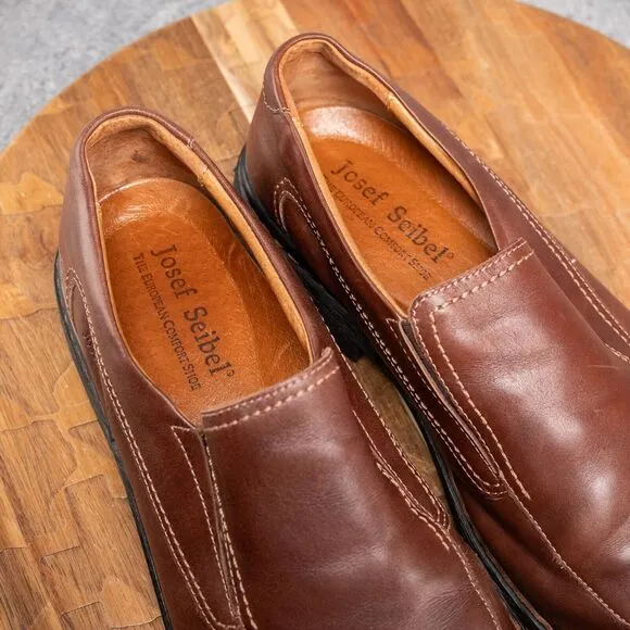 Josef Seibel Mens Sz EU 45 US 11 Brown Leather Slip On Casual Loafer