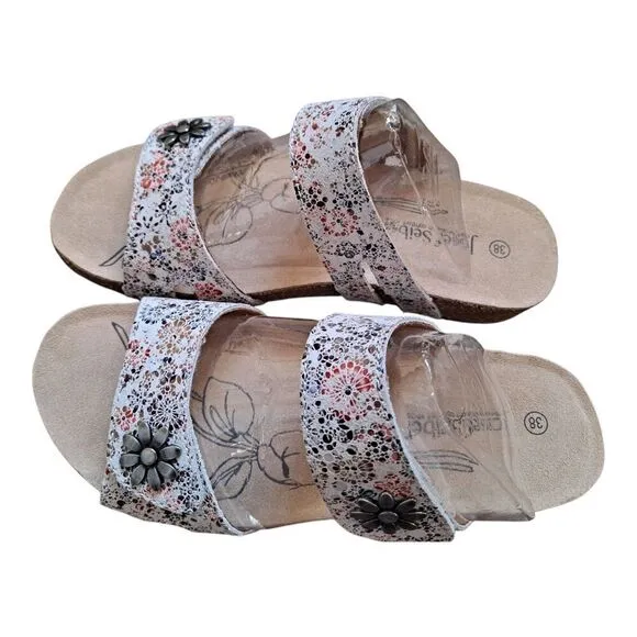 Josef Seibel Womens Size EU38 US 7-7.5 Multi Color Sandals Tonga 4 Slip On Slide