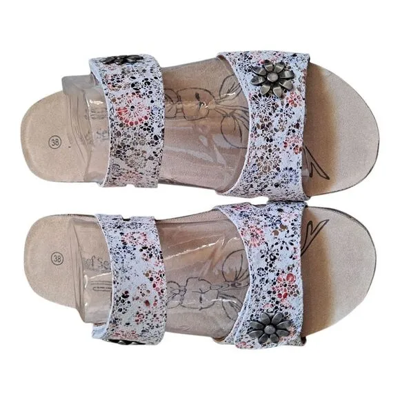Josef Seibel Womens Size EU38 US 7-7.5 Multi Color Sandals Tonga 4 Slip On Slide