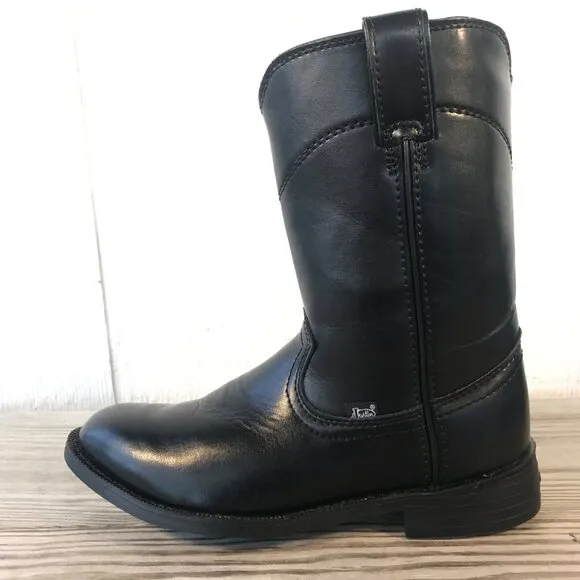 Justin Basic Dress Roper Mens Black Leather Uniform Boots 8.5 EE JB3000