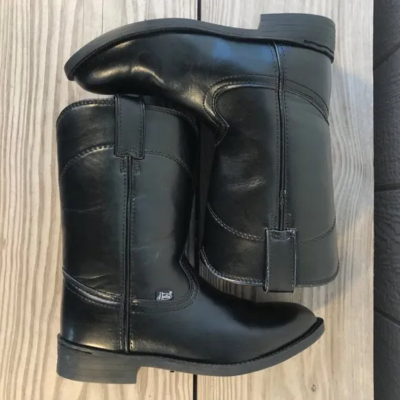 Justin Basic Dress Roper Mens Black Leather Uniform Boots 8.5 EE JB3000