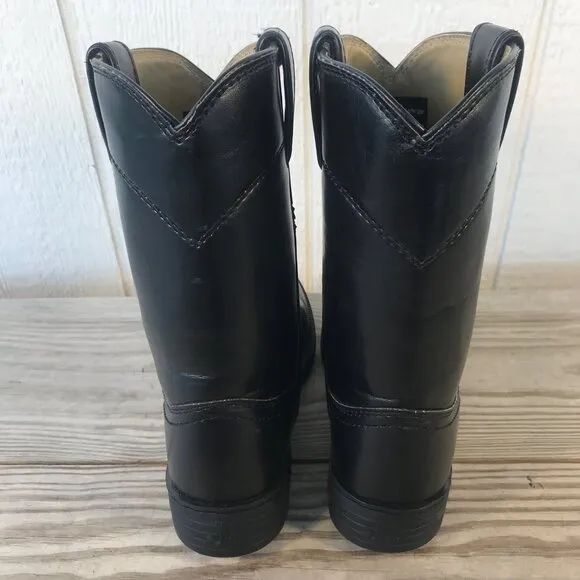 Justin Basic Dress Roper Mens Black Leather Uniform Boots 8.5 EE JB3000