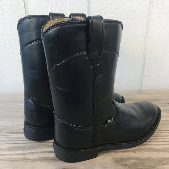 Justin Basic Dress Roper Mens Black Leather Uniform Boots 8.5 EE JB3000
