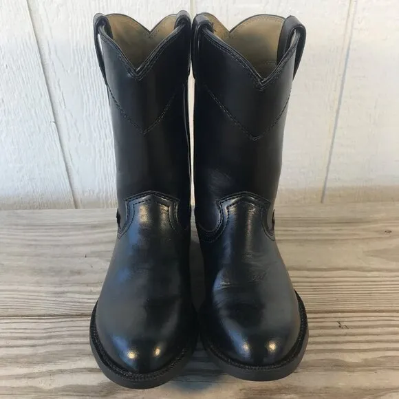 Justin Basic Dress Roper Mens Black Leather Uniform Boots 8.5 EE JB3000
