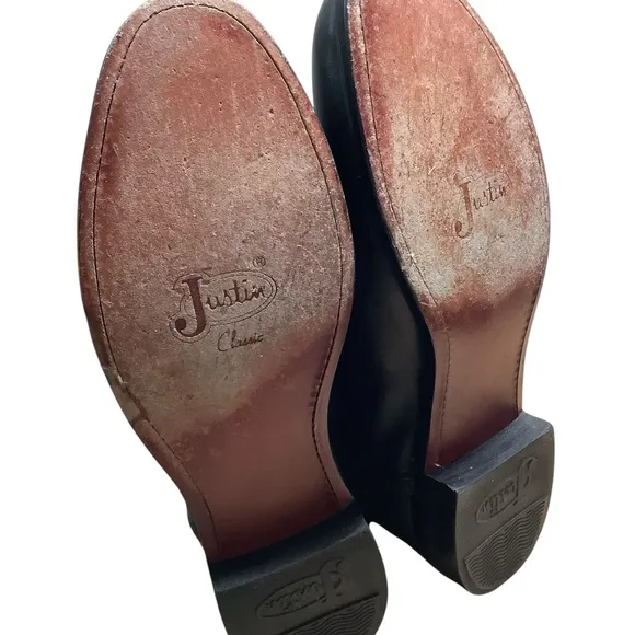 Justin Men’s Ropers Dress Boots Black Kipskin