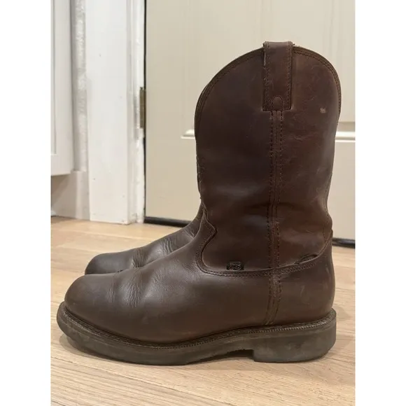 Justin Work Boots Mens Size 11.5 EE Brown Waterproof Pull On 4457 Soft Toe USA