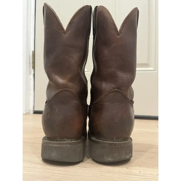Justin Work Boots Mens Size 11.5 EE Brown Waterproof Pull On 4457 Soft Toe USA