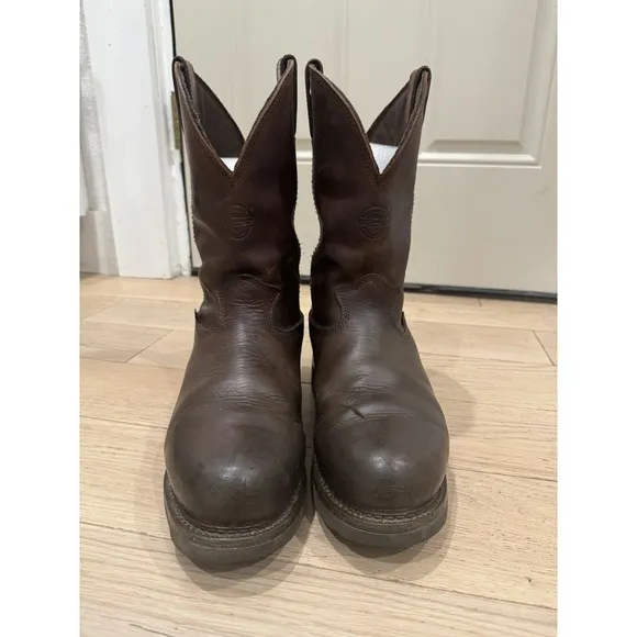 Justin Work Boots Mens Size 11.5 EE Brown Waterproof Pull On 4457 Soft Toe USA