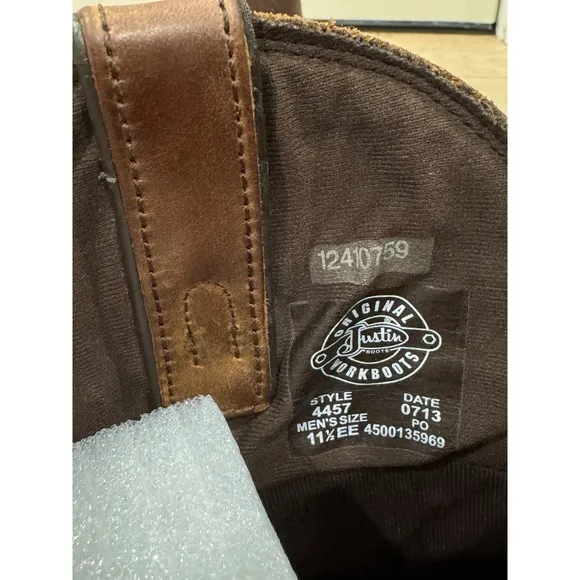 Justin Work Boots Mens Size 11.5 EE Brown Waterproof Pull On 4457 Soft Toe USA