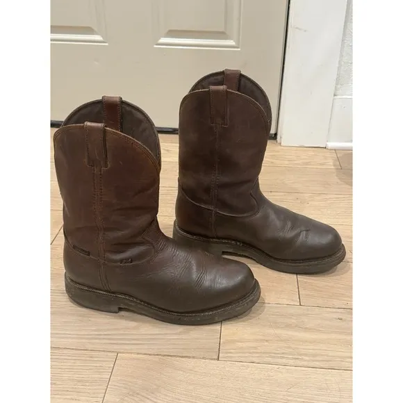 Justin Work Boots Mens Size 11.5 EE Brown Waterproof Pull On 4457 Soft Toe USA