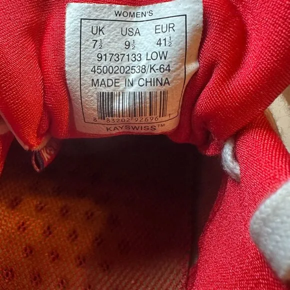 K-Swiss Leather Retro Sneakers Women Size 9.5 Orange/Yellow/Red  91737-133K64