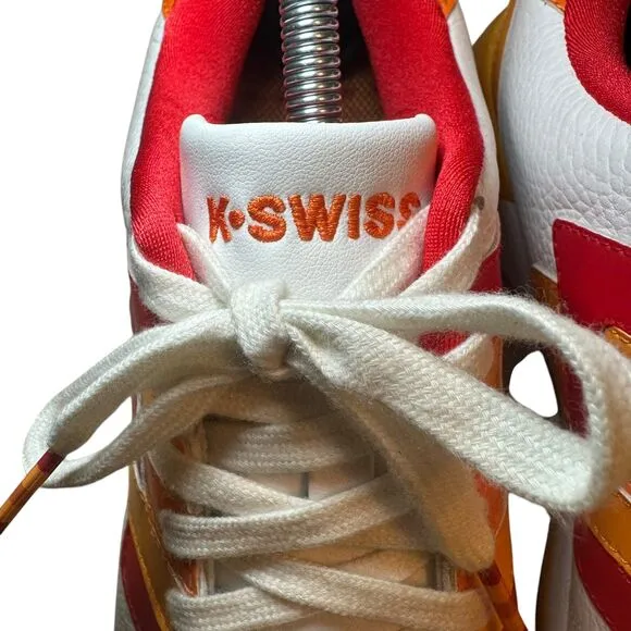 K-Swiss Leather Retro Sneakers Women Size 9.5 Orange/Yellow/Red  91737-133K64