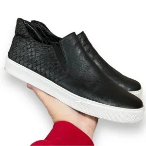 KAANAS Black Leather Embossed Snake Mid Slip On Sneaker Size 10