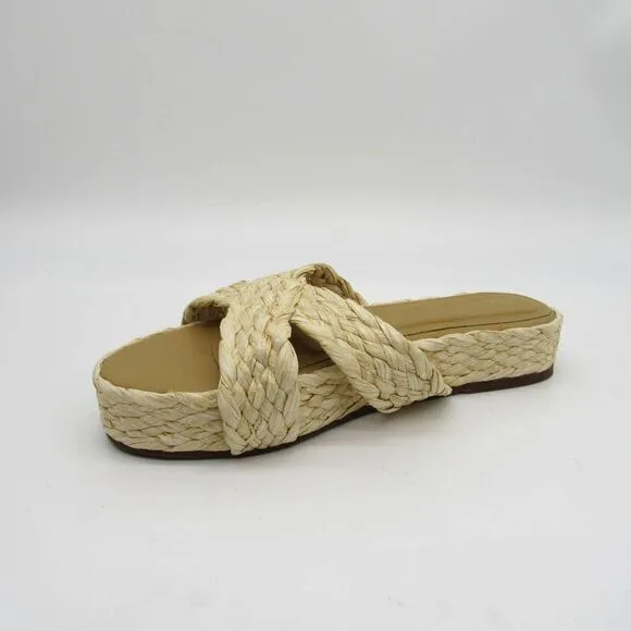 Kaanas Inagua Woven Slip On Sandals in Natural SZ 9