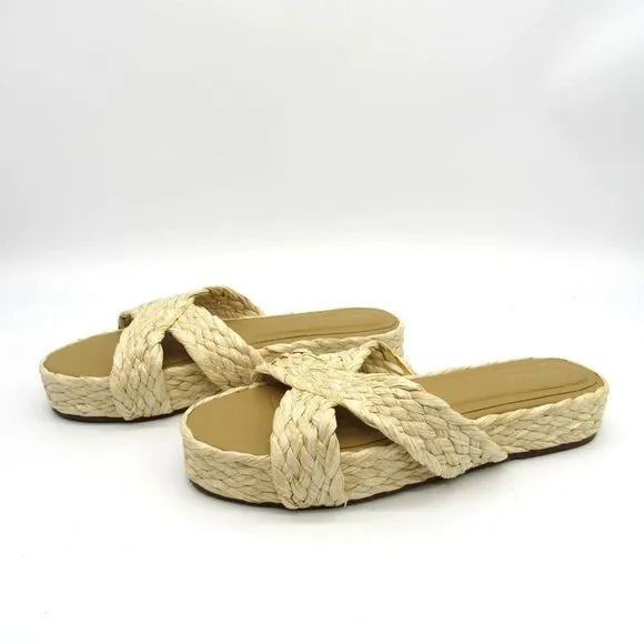 Kaanas Inagua Woven Slip On Sandals in Natural SZ 9