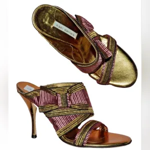 KAKI DANIELS NEW SZ 36 6 M PINK GOLD SLIP ON SANDALS MADE IN ITALY