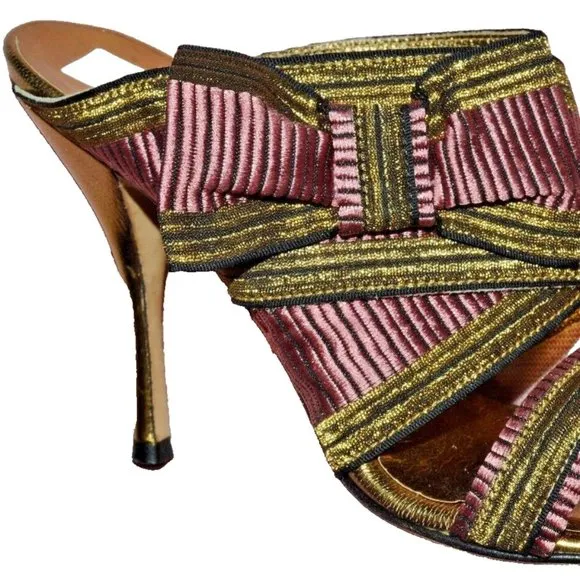 KAKI DANIELS NEW SZ 36 6 M PINK GOLD SLIP ON SANDALS MADE IN ITALY