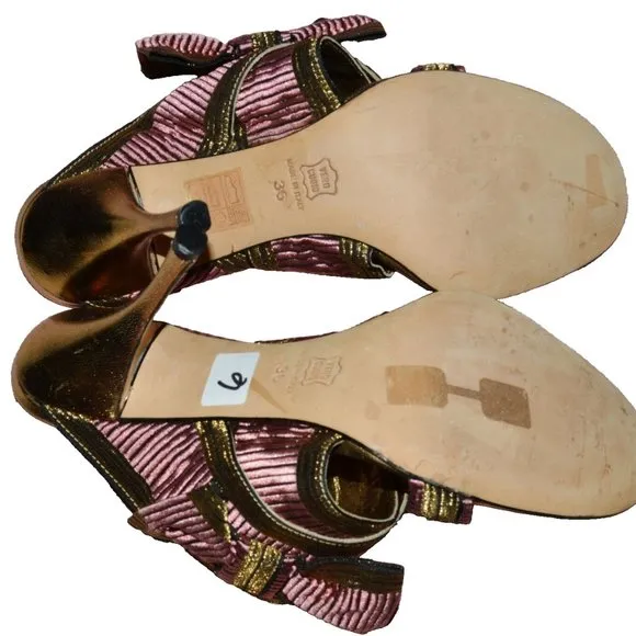 KAKI DANIELS NEW SZ 36 6 M PINK GOLD SLIP ON SANDALS MADE IN ITALY