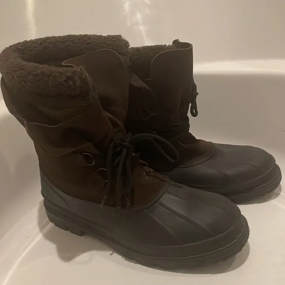 KAMIK boots waterproof snow rubber insulated suede fur lined brown men’s size 13