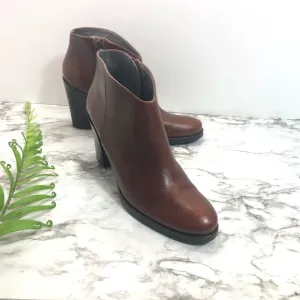 Kanna Leather Tobacco Brown Heeled Booties Size 39