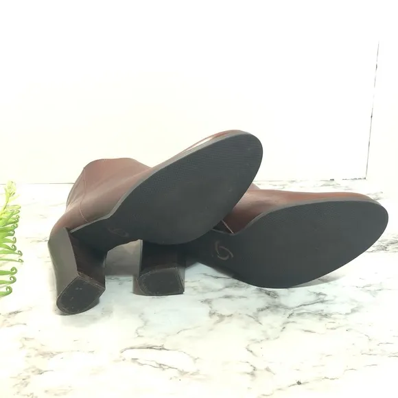 Kanna Leather Tobacco Brown Heeled Booties Size 39