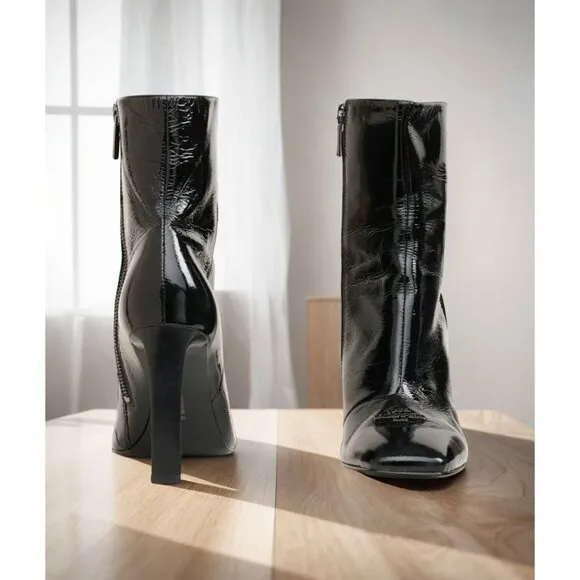 KARL LAGERFELD PARIS Women's Black Vicca Square Toe Dress Boots NIB