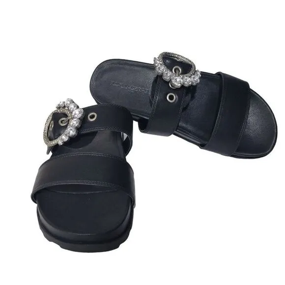 Karl Lagerfeld Women's Brinda Embellished Slip-On Slide Sandals (Size 8)