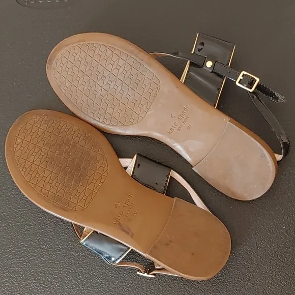 Kate Spade Cassandra Black Patent Thong Sandal Size 9 (2056)