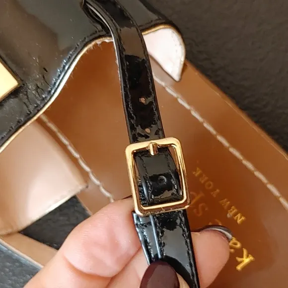 Kate Spade Cassandra Black Patent Thong Sandal Size 9 (2056)