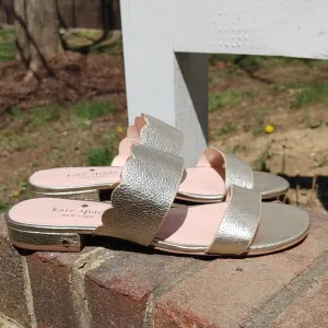 Kate Spade Gold Metallic Scallop Fetty Sandals Size 7 (2324)