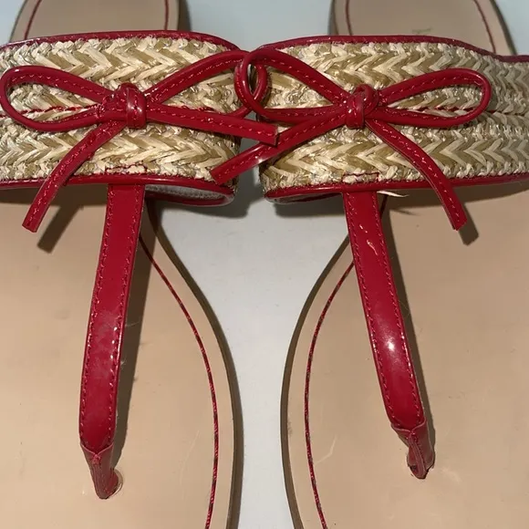 KATE SPADE New York (EUC) Pretty Women’s Red Callie Bow Slip On Sandals, Size 7B