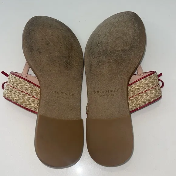 KATE SPADE New York (EUC) Pretty Women’s Red Callie Bow Slip On Sandals, Size 7B