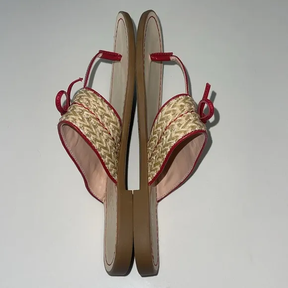 KATE SPADE New York (EUC) Pretty Women’s Red Callie Bow Slip On Sandals, Size 7B