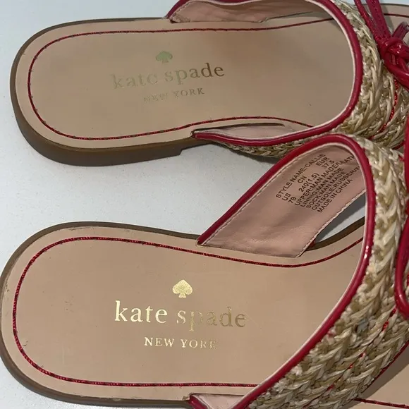 KATE SPADE New York (EUC) Pretty Women’s Red Callie Bow Slip On Sandals, Size 7B