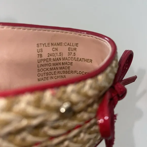 KATE SPADE New York (EUC) Pretty Women’s Red Callie Bow Slip On Sandals, Size 7B