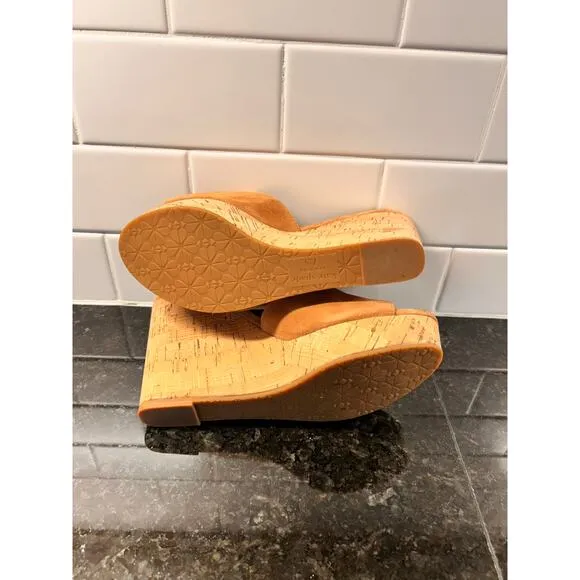Kate Spade New York Women's Penelope Cork Slip-On Suede Wedge Sandals Tan 7.5B