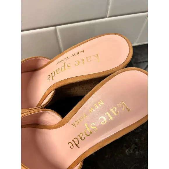 Kate Spade New York Women's Penelope Cork Slip-On Suede Wedge Sandals Tan 7.5B