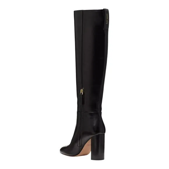 Kate Spade Women's Aimee Tall Leather Dress Boots Black Size 9 1/2