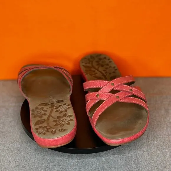 Keen City of Palms Slide Sandals Ribbon Flower Vines Red Size 8.5 With Box