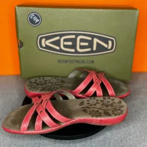 Keen City of Palms Slide Sandals Ribbon Flower Vines Red Size 8.5 With Box